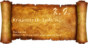 Krajcsirik Iván névjegykártya